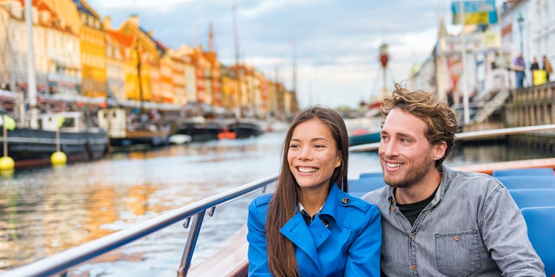 Couple on a canal tour in Copenhagen