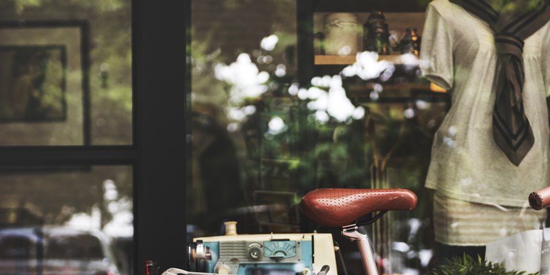 Bicycle Bike Vintage Cafe Shop Window Concept