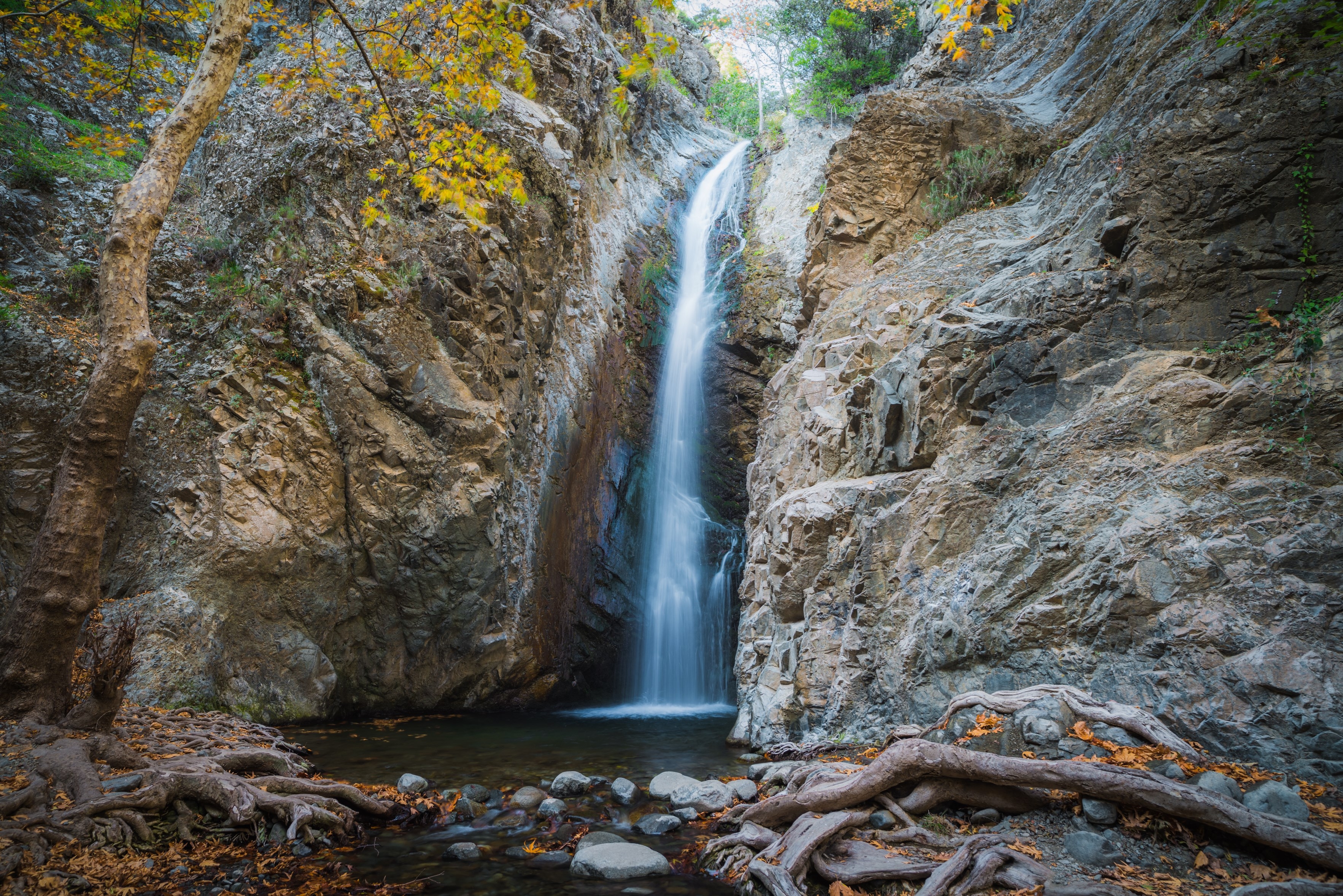 Millomeri waterfall near Platres in the Troodos. Cyprus.