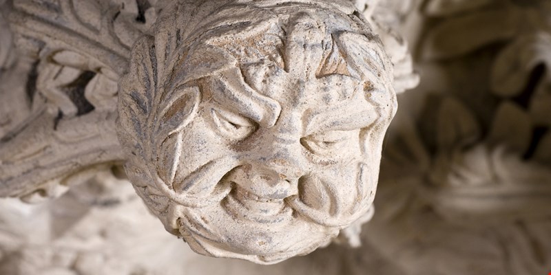 The Green Man carving in Rosslyn Chapel - a medieval church near Edinburgh