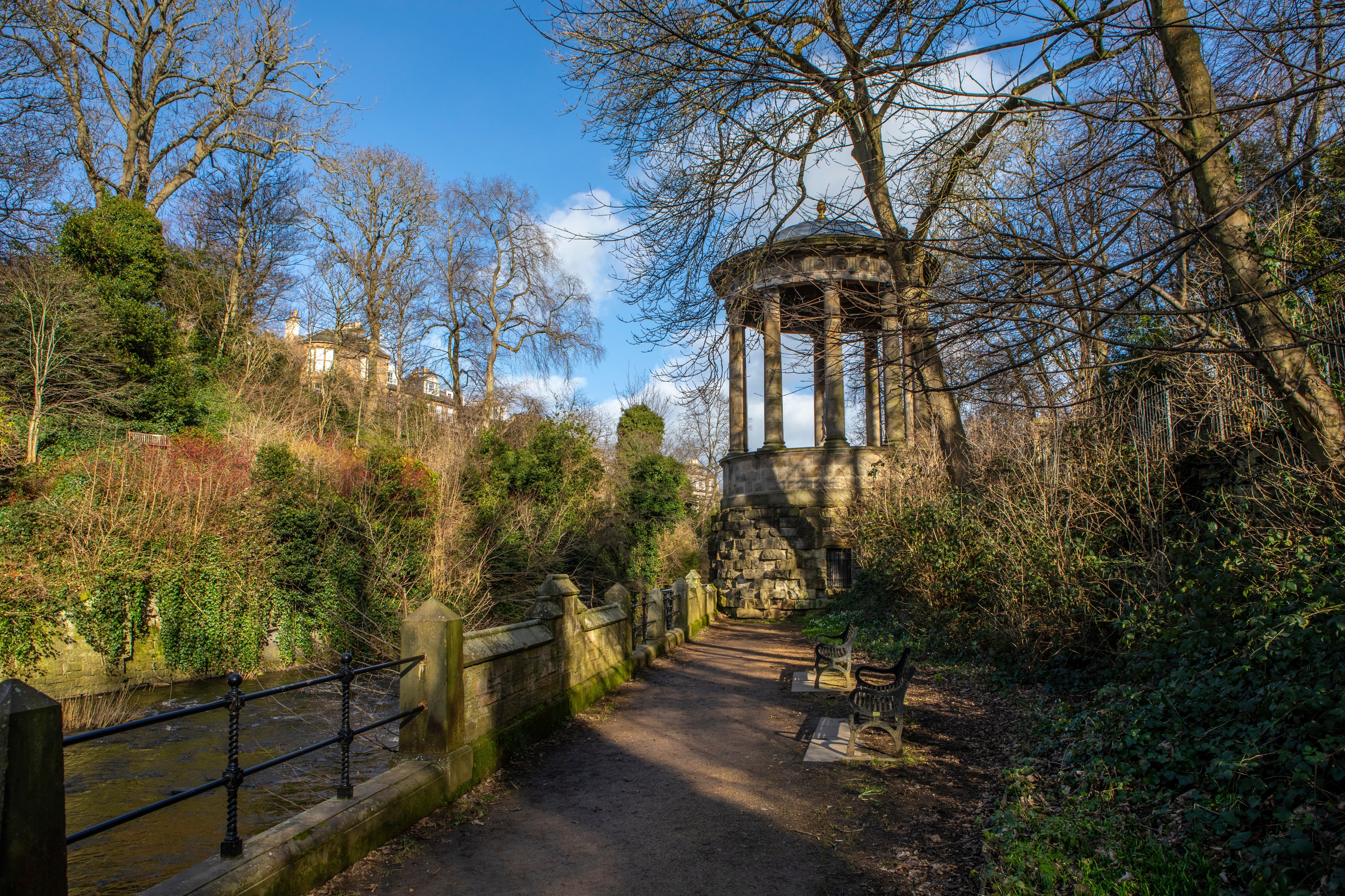 The architecture of St. Bernards Well on the Water of Leith in Edinburgh