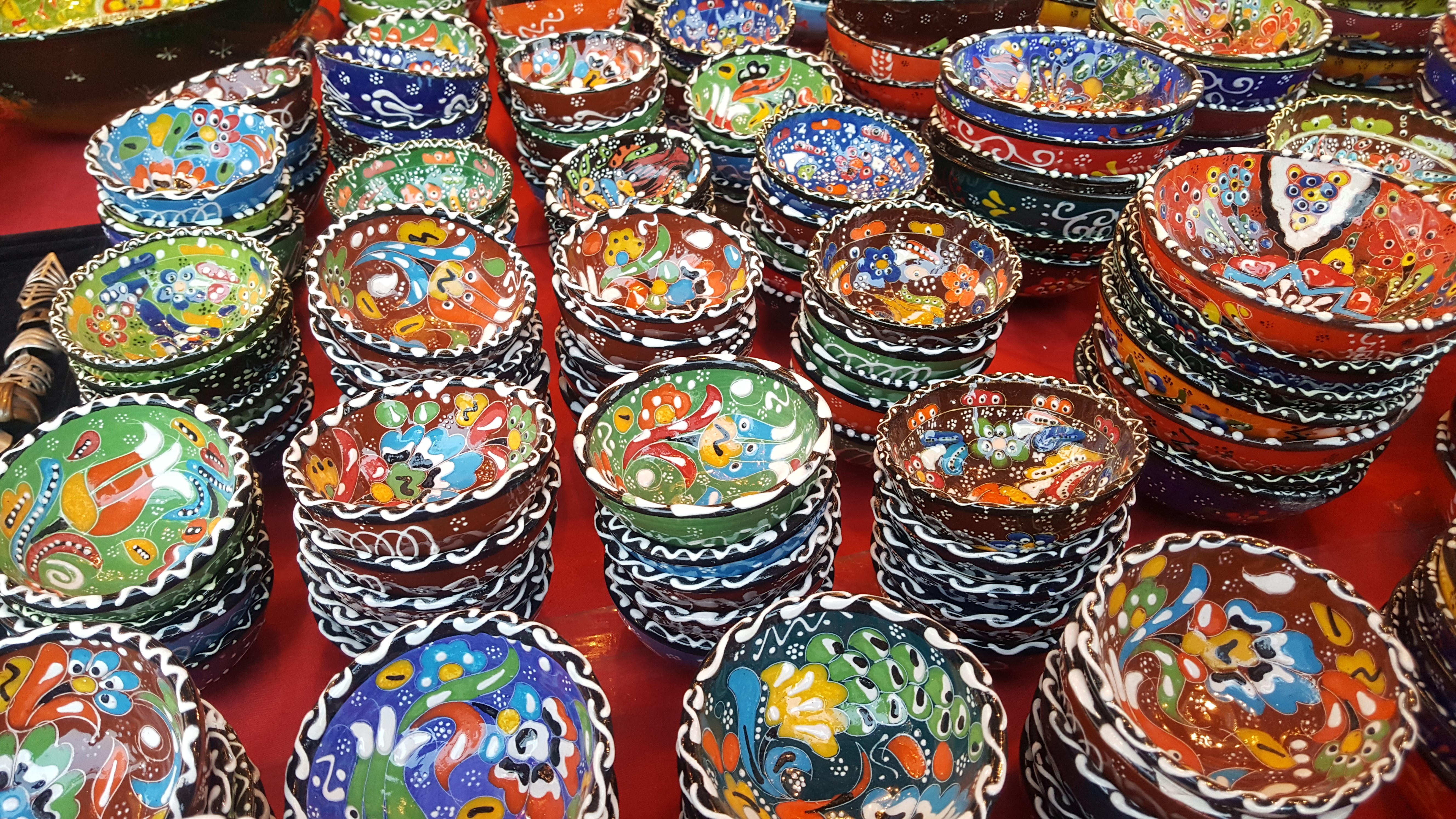 Turkish colorful porcelain bowls are a show of beautiful craftsmanship. - Image