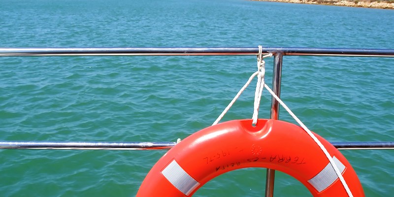 Boat view of Ria Formosa, natural conservation region in Algarve, Portugal.