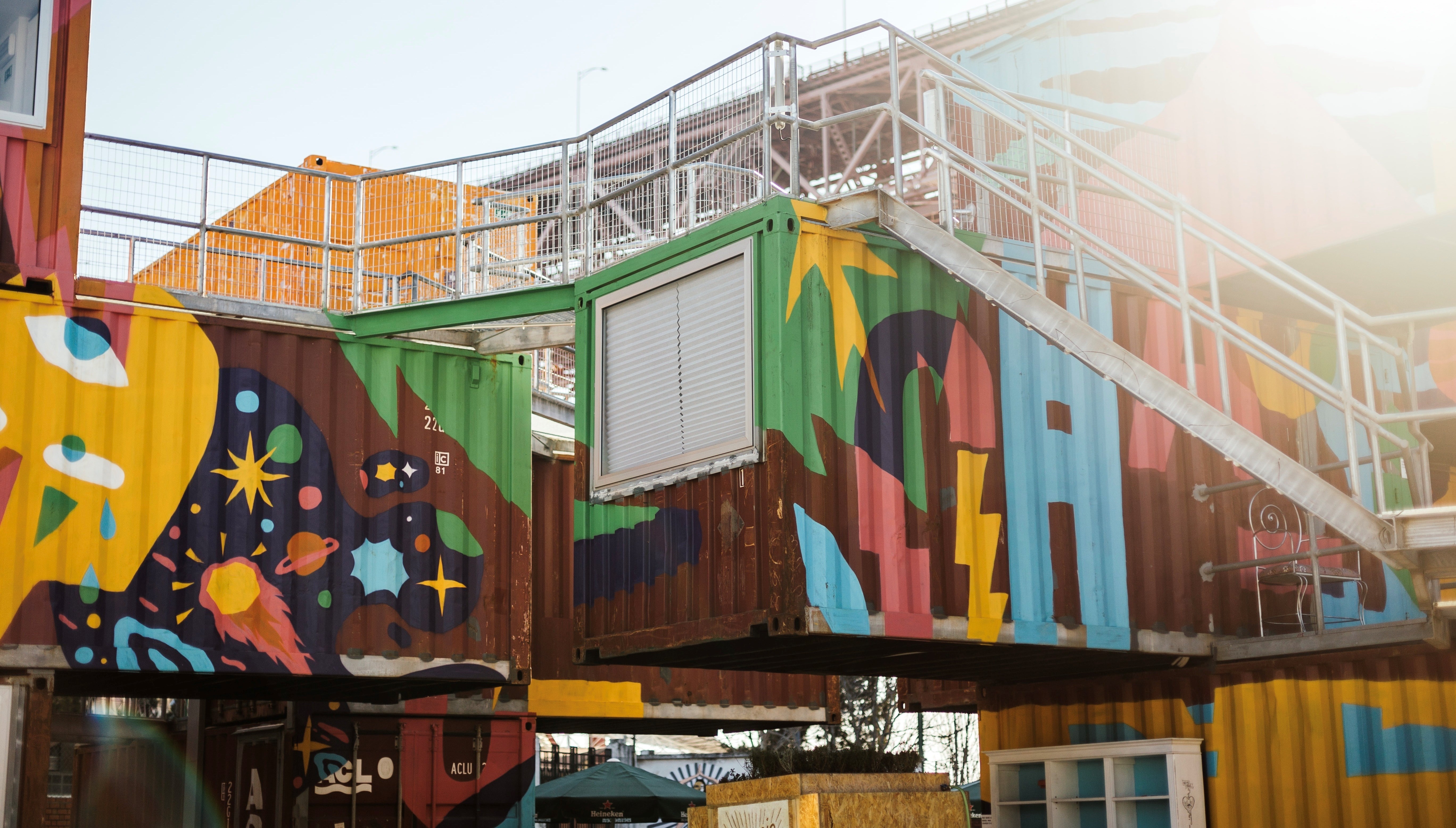 shipping container office spaces at Lx Factory in Lisbon, Portugal