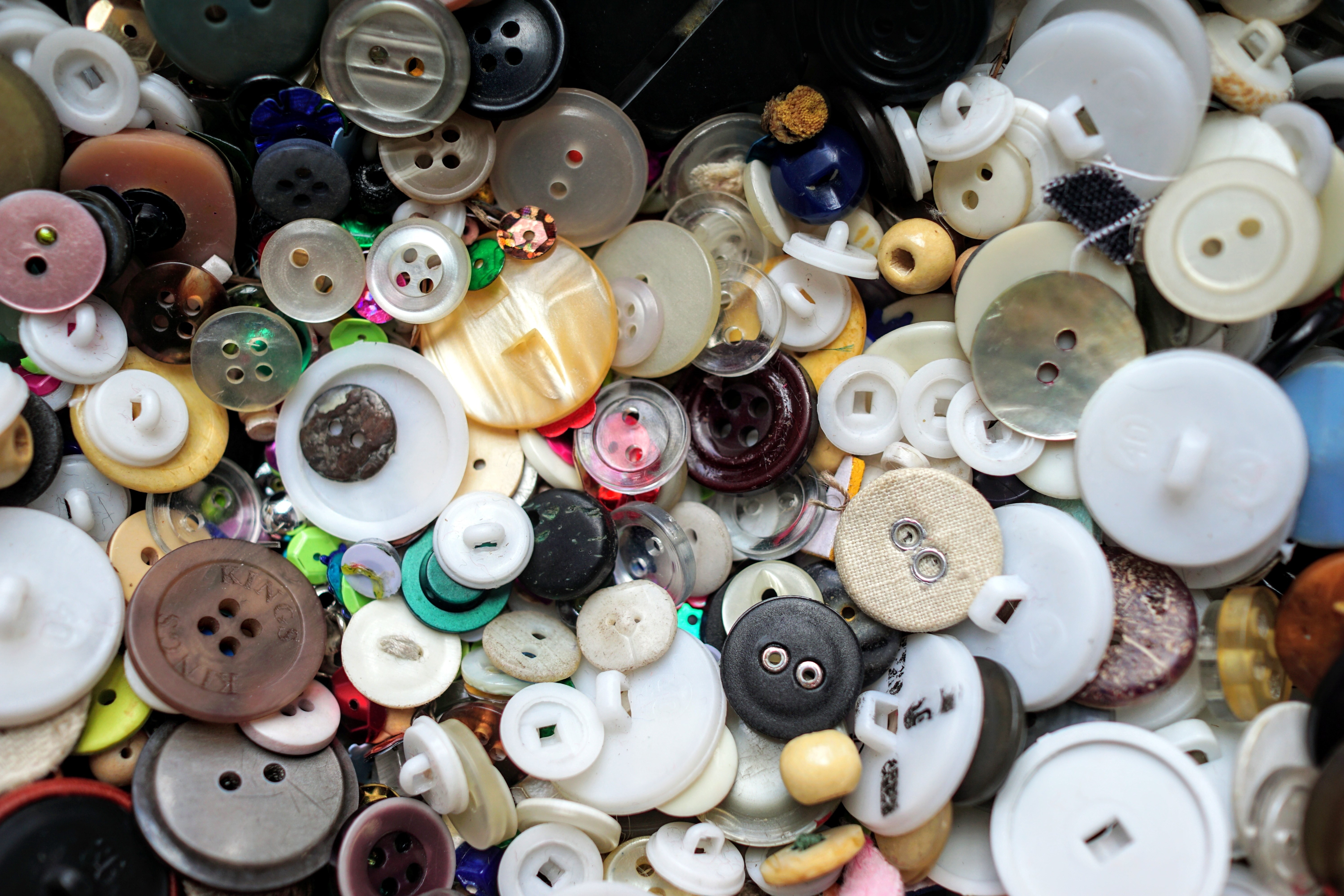 buttons of different colours and sizes