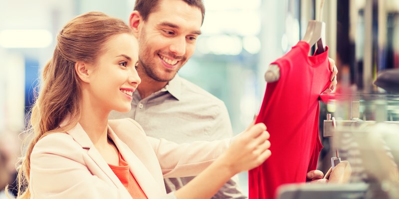 couple shopping in a mall