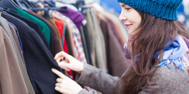 Young woman at the flea market